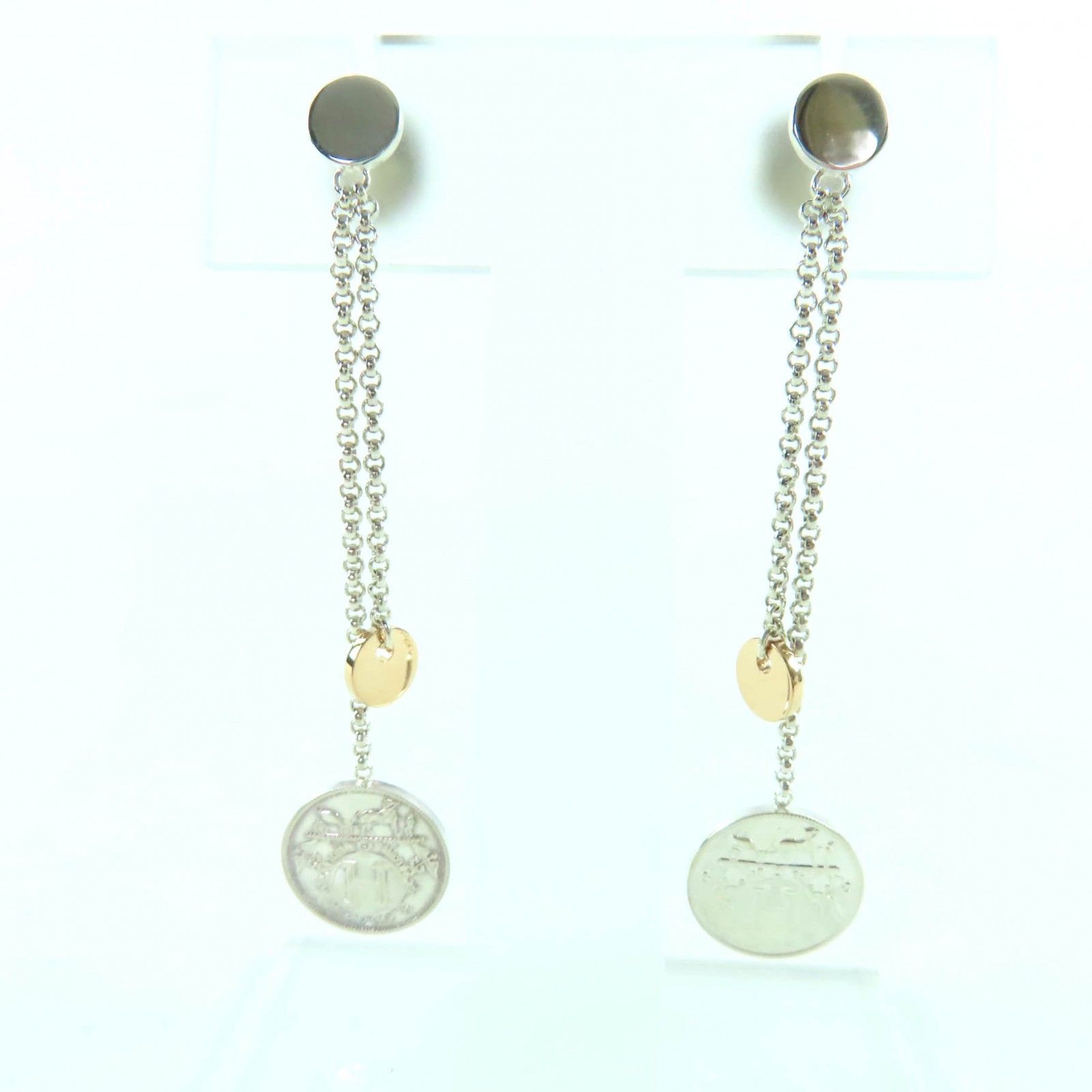 美品☆HERMES エルメス AG925 AU750 エクスリブリス コンビ ピアス