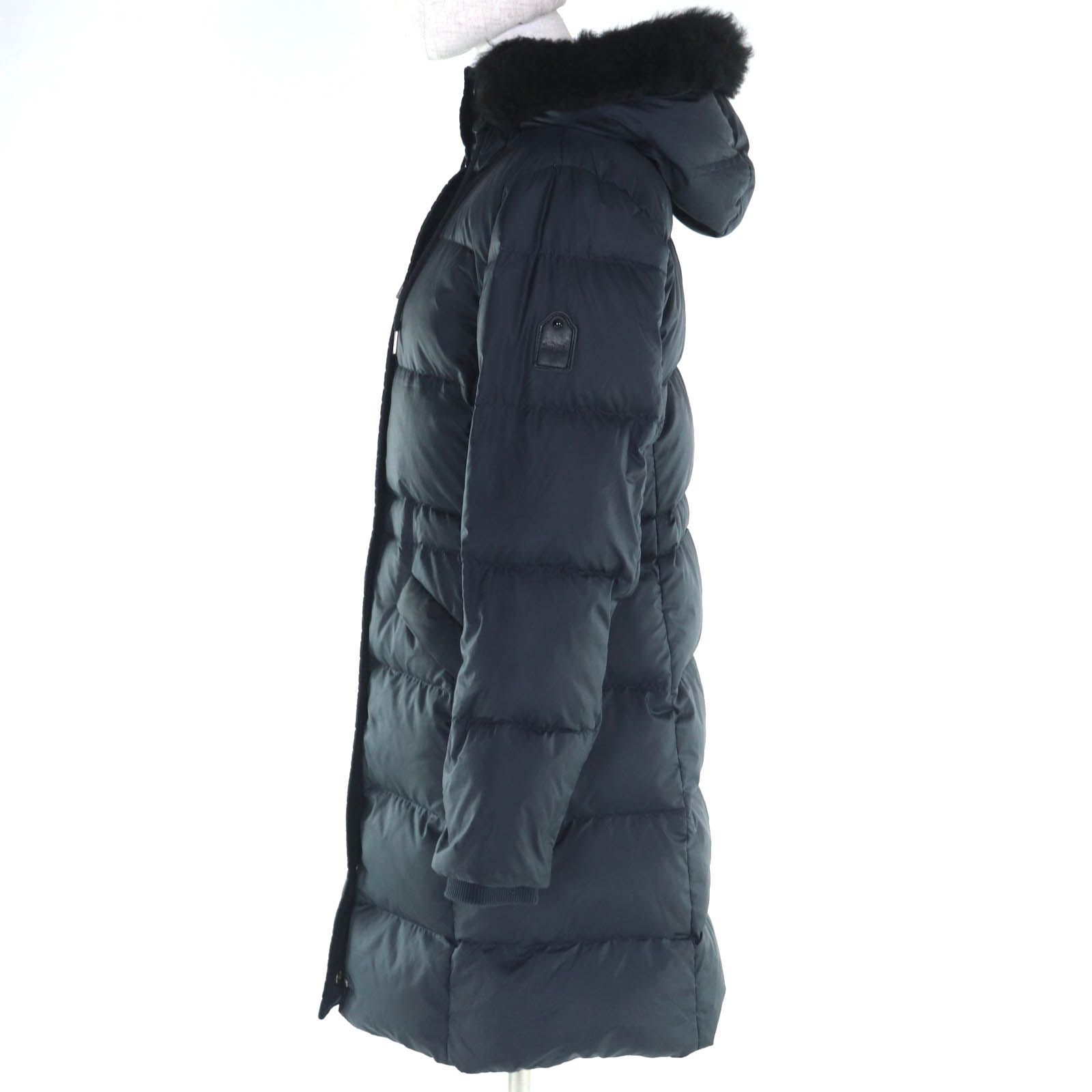 美品◇COACH コーチ ムートンファー・フード付き ロゴボタン 袖レザー