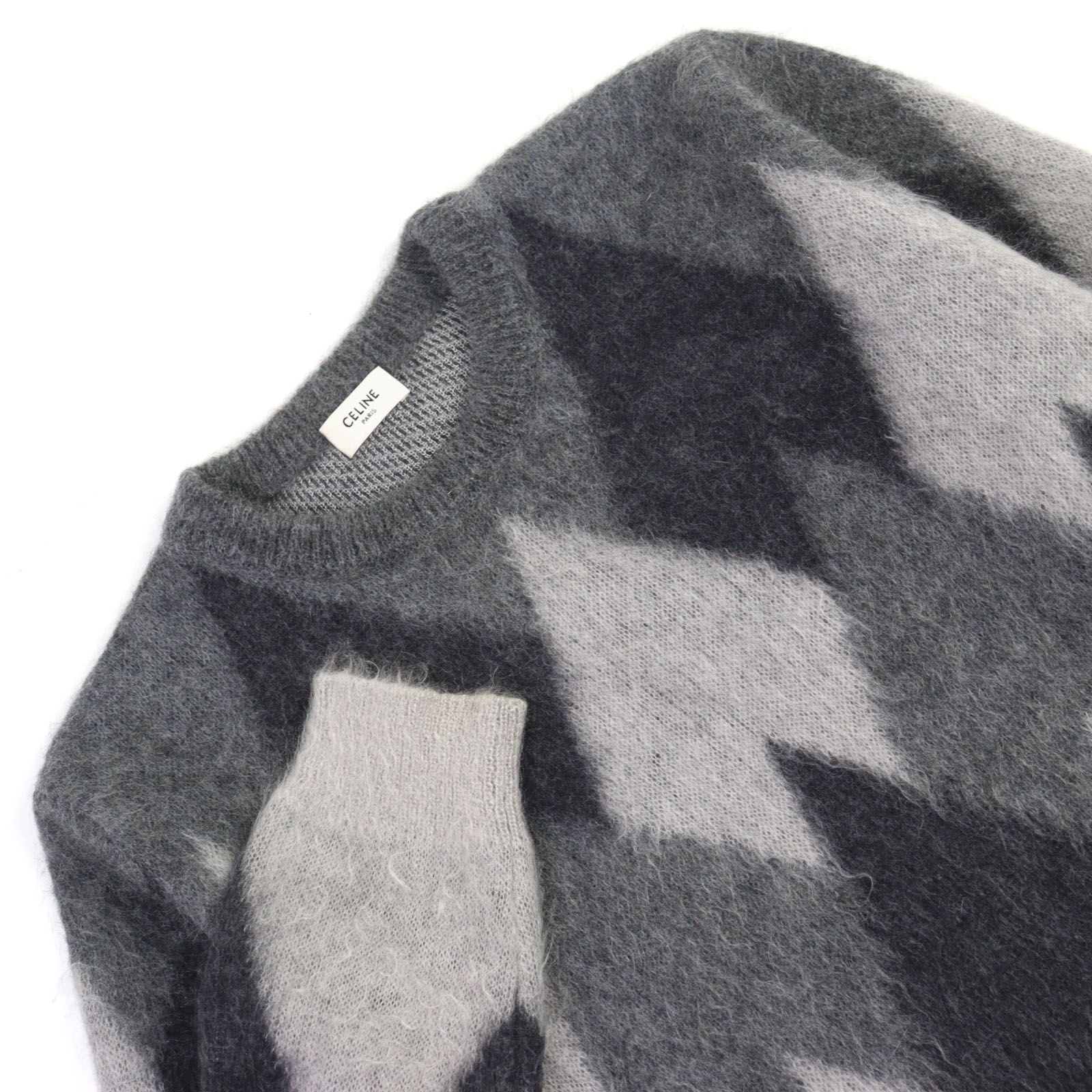 極美品○CELINE セリーヌ 2A805382D モヘア46% アーガイル柄 クルー