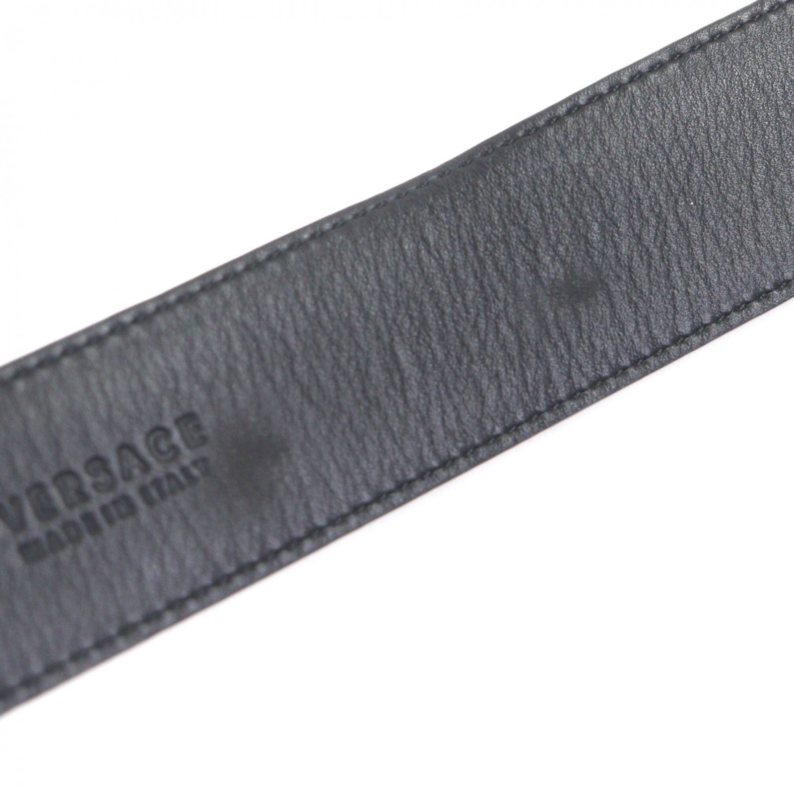 美品▽VERSACE ヴェルサーチ レザー メデューサバックル ロゴ総柄