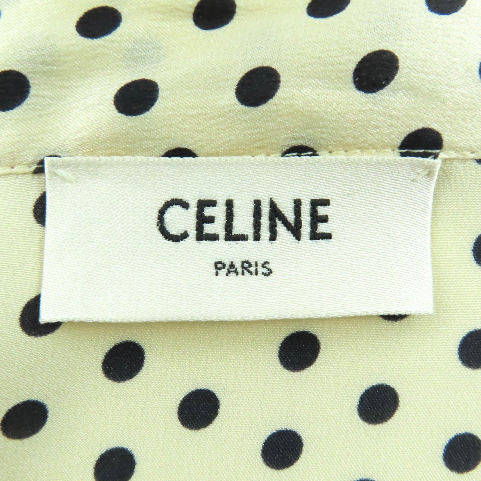 セリーヌ CELINE シャツ ブラウス 総柄 シルク100％ サイズ 44 美品◇CELINE セリーヌ 2C2043339F シルク100％ リボンタイ付き ドット