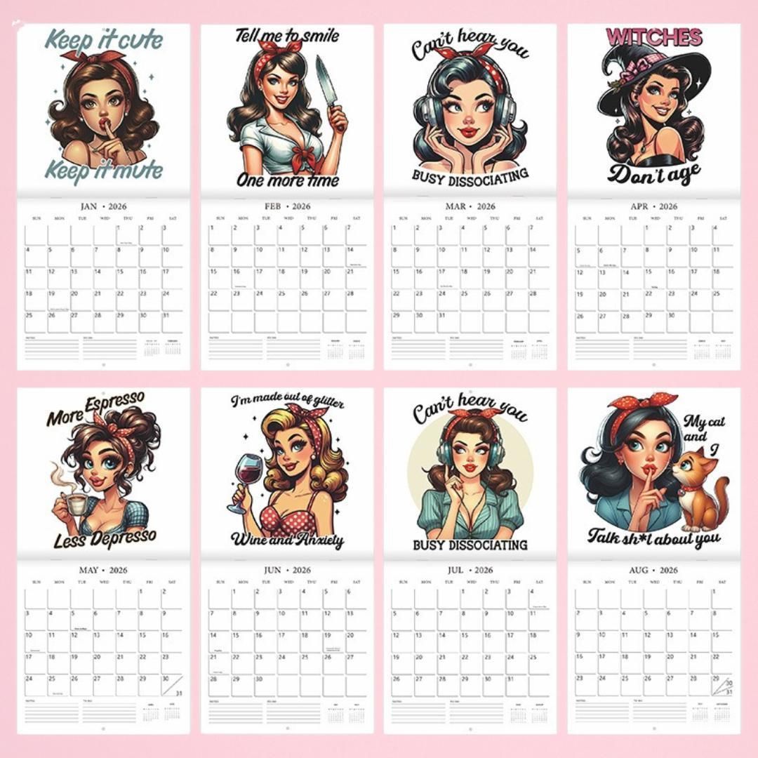 数量限定】カレンダー 2026年 新作 ピンナップガール 壁掛け 月めくり
