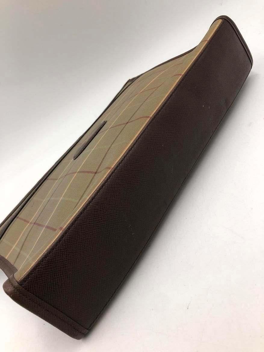 BURBERRY バーバリー チェック 高品質 レザー クラッチ バッグ
