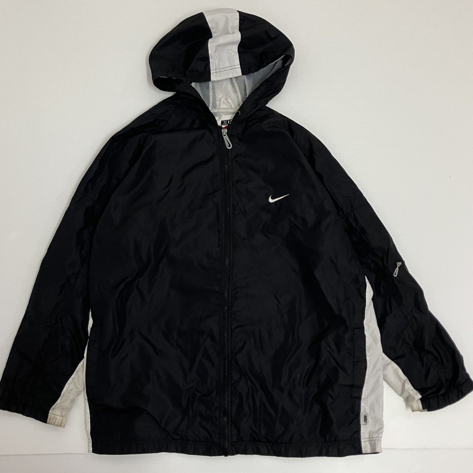 ◇ NIKE ナイキ ナイロンジャケット 白タグ 90s ジップアップ 裏地