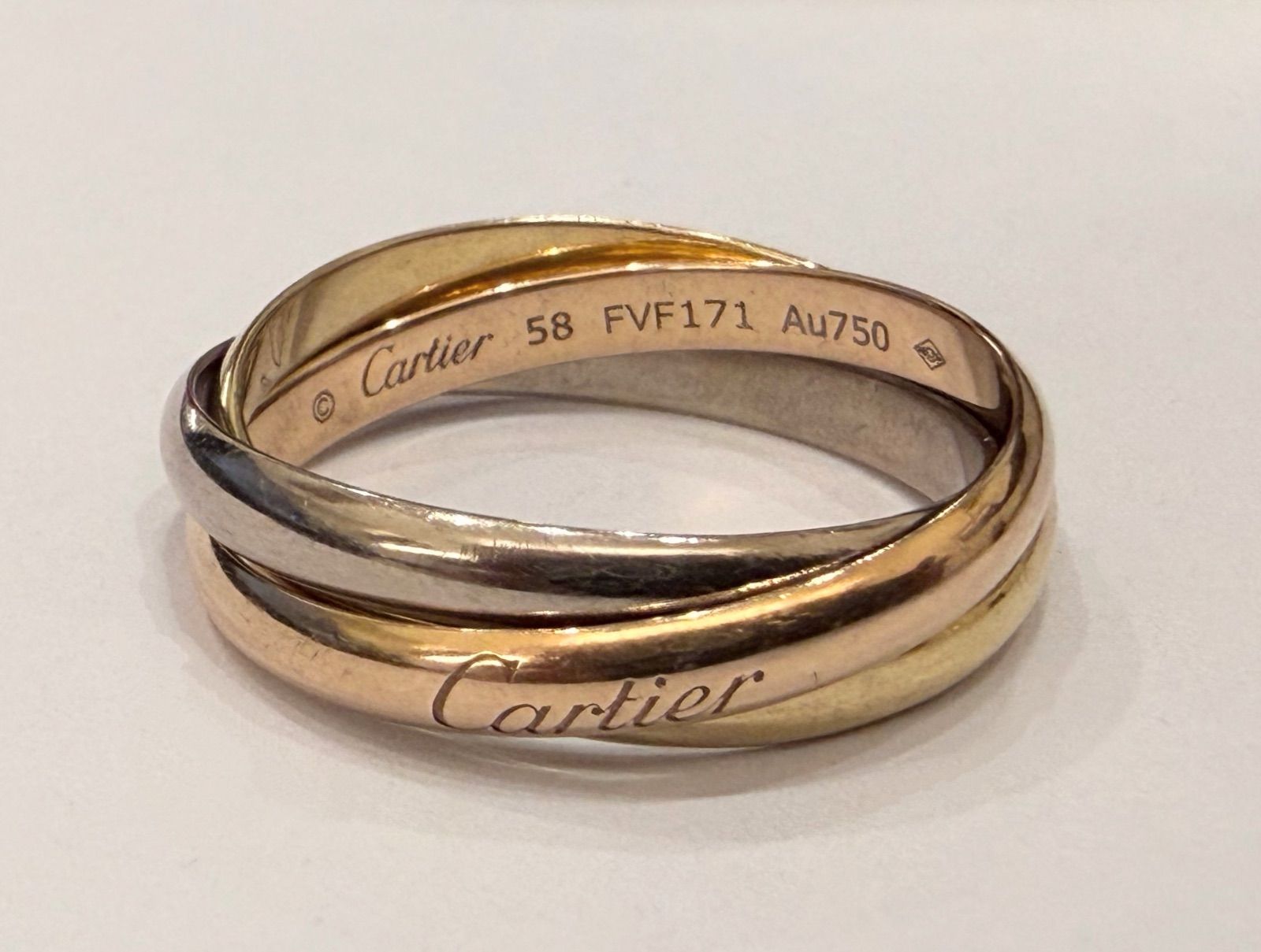 ☆NA04450 Cartier カルティエ トリニティ リング K18 750 3連 PG WG