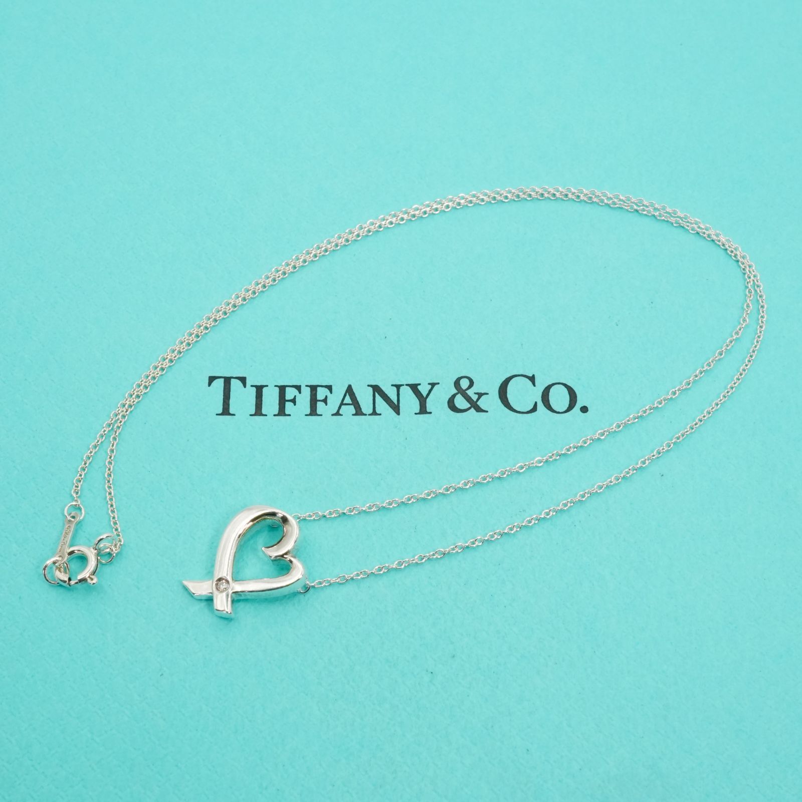 極美品 ティファニー ラビングハート ダイヤ ネックレス シルバー925 極美品ティファニー 1Pダイヤモンド ラビングハート ネックレス/25