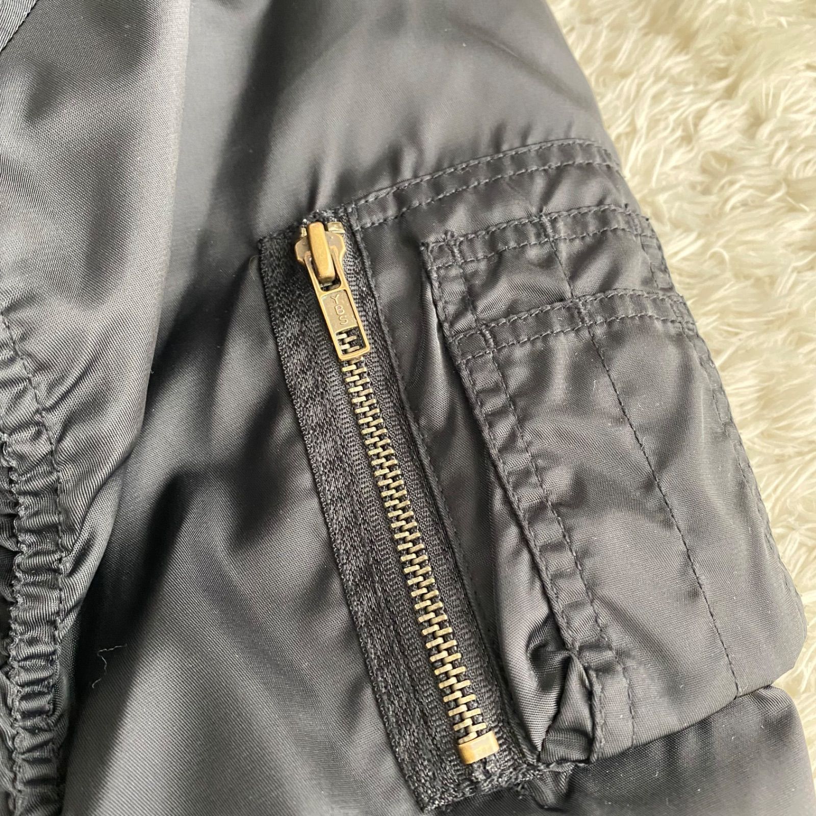 美品！90s old uniqlo ma-1 フライトジャケット 短丈 ブラック YBS