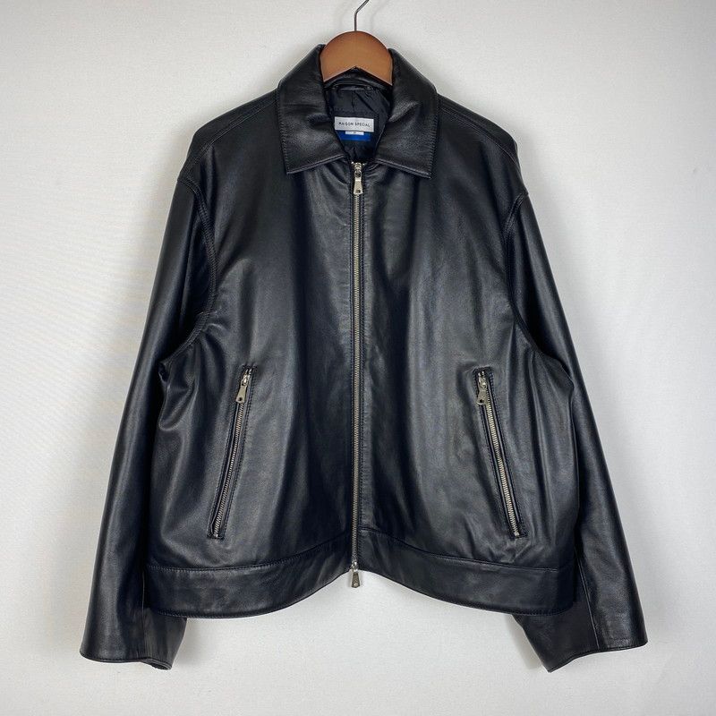 花旅楽団 レザー 刺繍 ブラック ライダースジャケット【中古】【フリマ