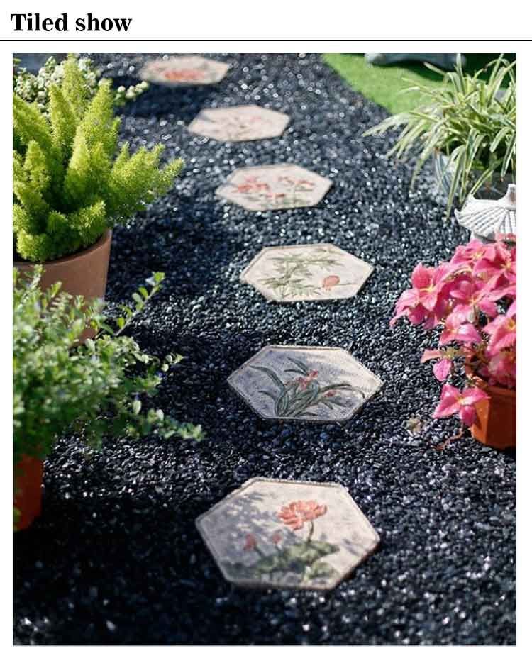 敷石 ステップストーン 六角形 花柄 踏み石 飛び石 天然石 置くだけ
