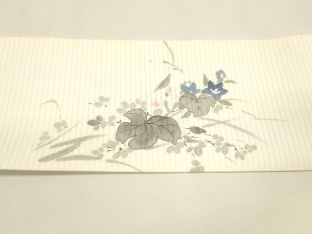 平和屋着物＊夏物 絽塩瀬 九寸名古屋帯 作家物 手描き 草花文 正絹