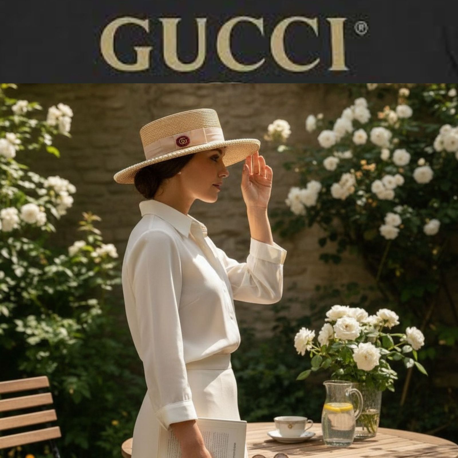 新品級/極美品】 GUCCI グッチ レディース ストローハット麦わら帽子