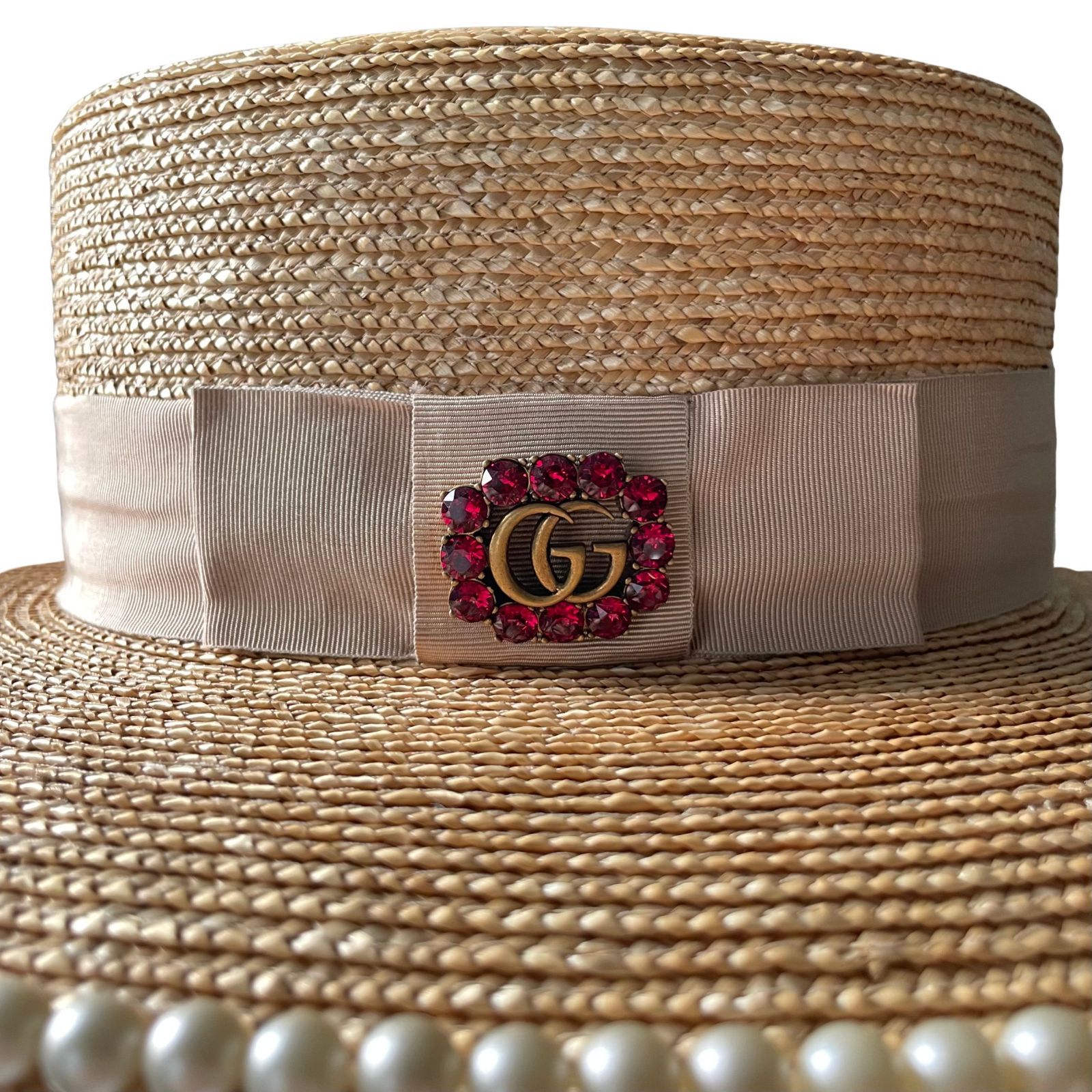 GUCCI グッチ　麦わら　ゴールドラメ蜂帽子 GUCCI グッチ 麦わら ゴールドラメ蜂帽子