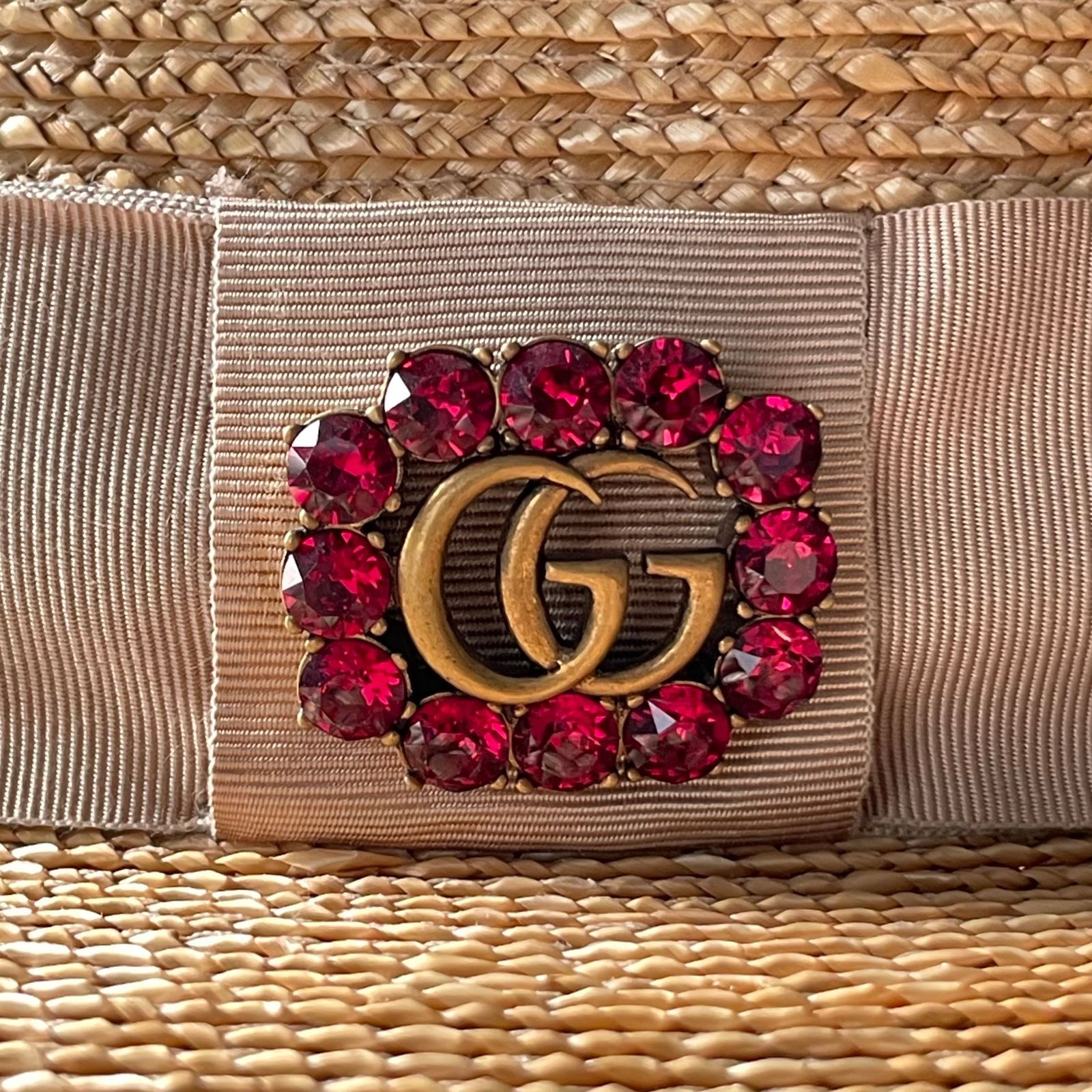 【 美品 】 GUCCI グッチ 麦わら キャップ 帽子 ハット L 美品 】 GUCCI グッチ 麦わら キャップ 帽子 ハット L