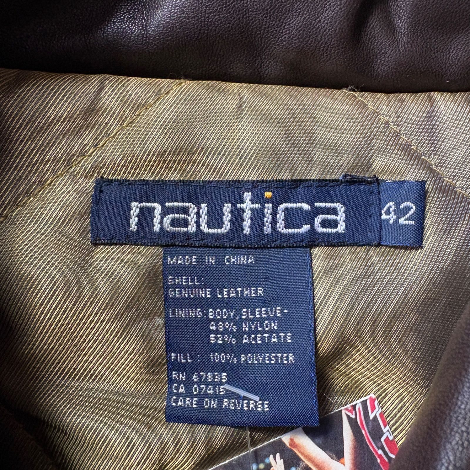 nautica レザージャケット ブラウン 42 中綿 内キルティング - メルカリ