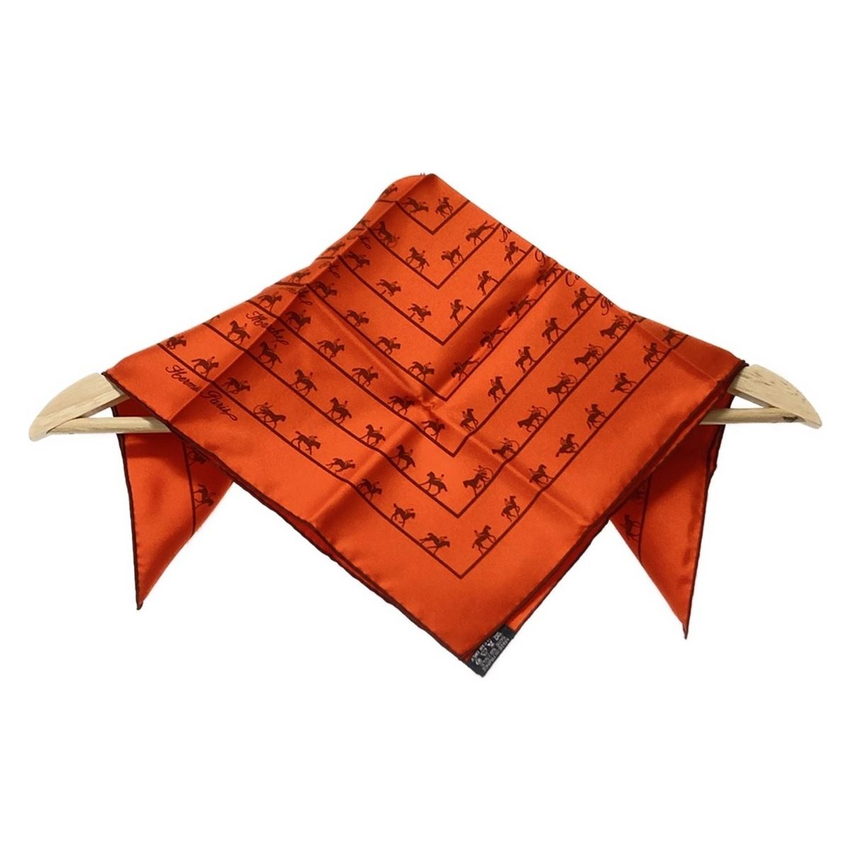 HERMES(エルメス) スカーフ新品同様 プチカレ オレンジ×ダークブラウン