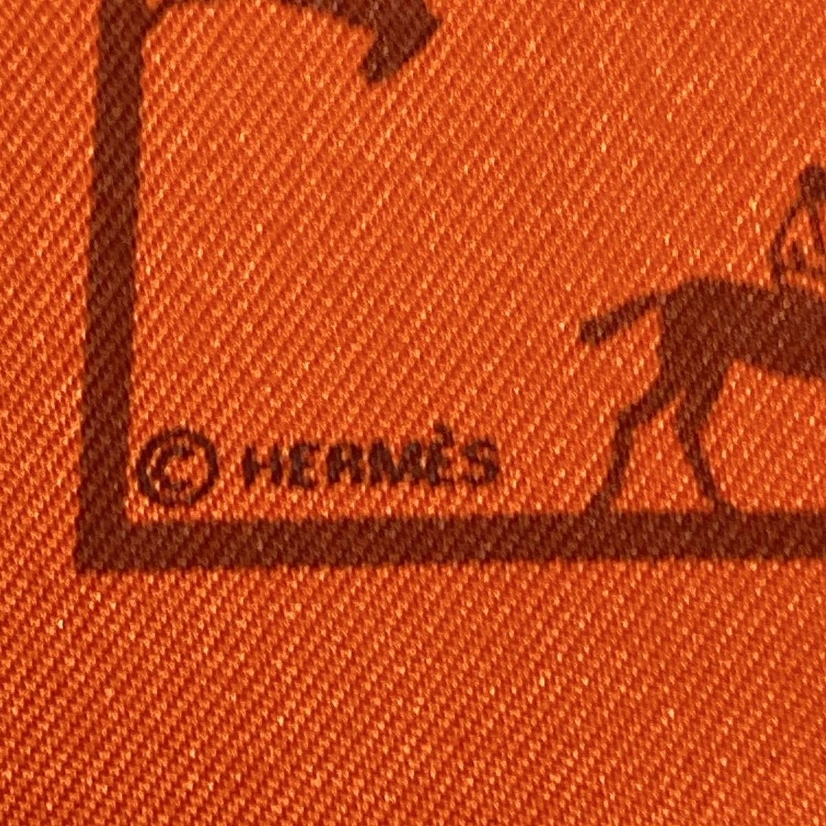 HERMES(エルメス) スカーフ新品同様 プチカレ オレンジ×ダークブラウン