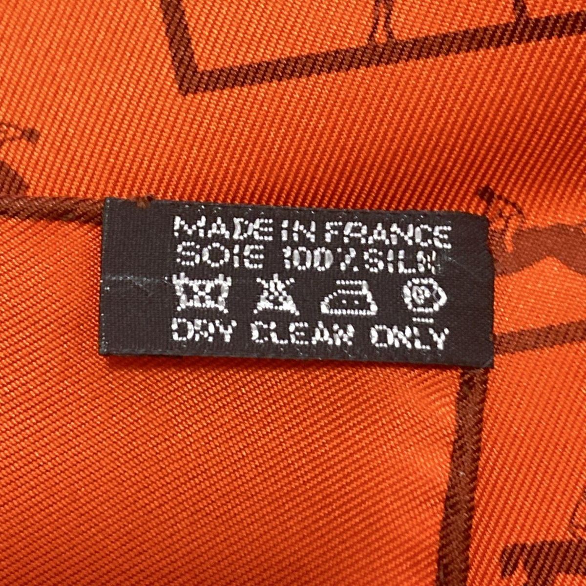 HERMES(エルメス) スカーフ新品同様 プチカレ オレンジ×ダークブラウン