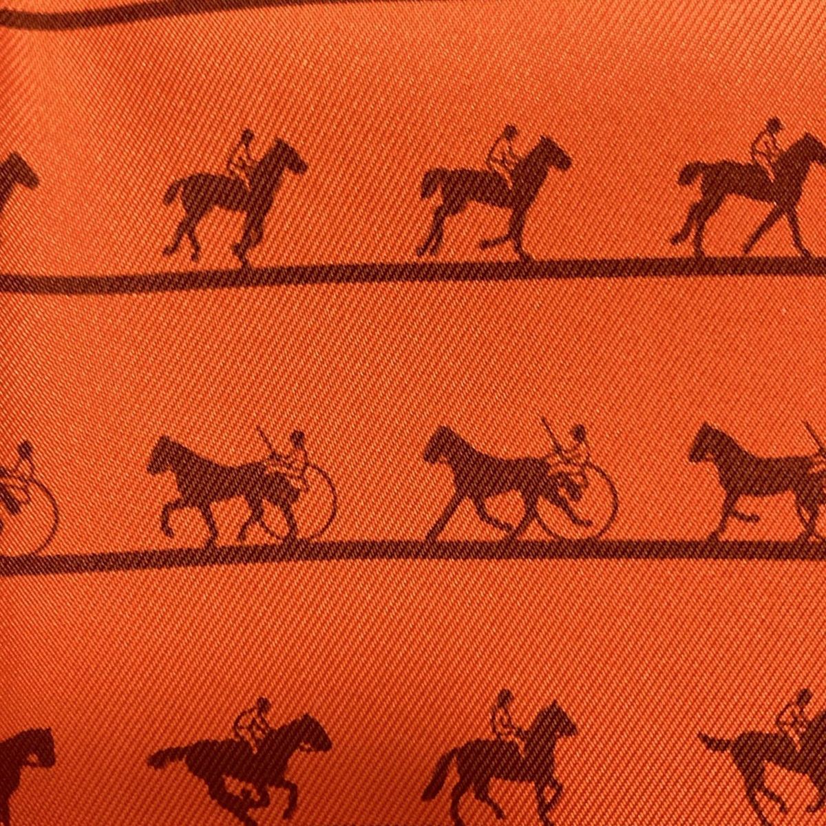 HERMES(エルメス) スカーフ新品同様 プチカレ オレンジ×ダークブラウン