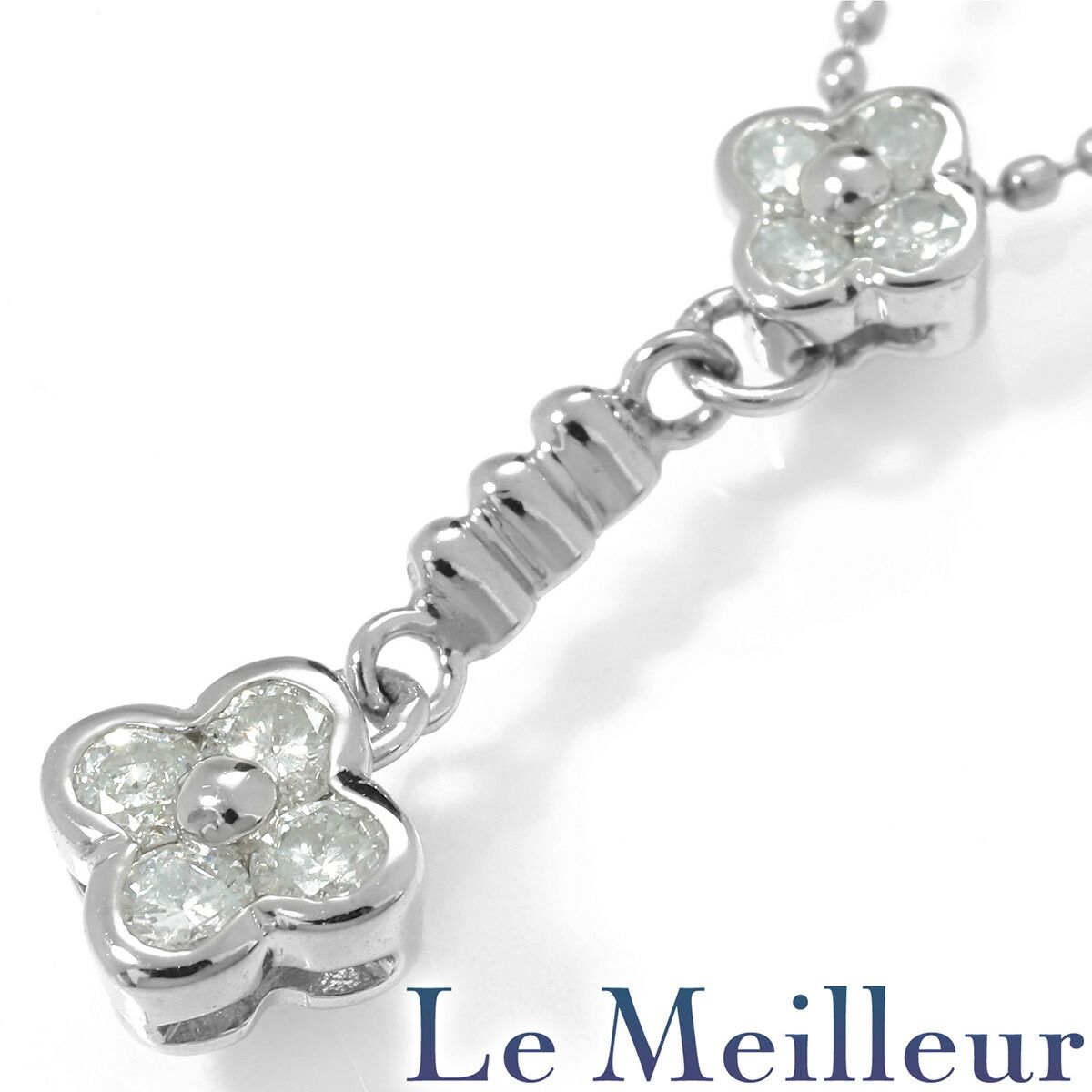 ダイヤモンド 0.2ct プラチナ Pt900 フラワーデザイン ネックレス 中古 