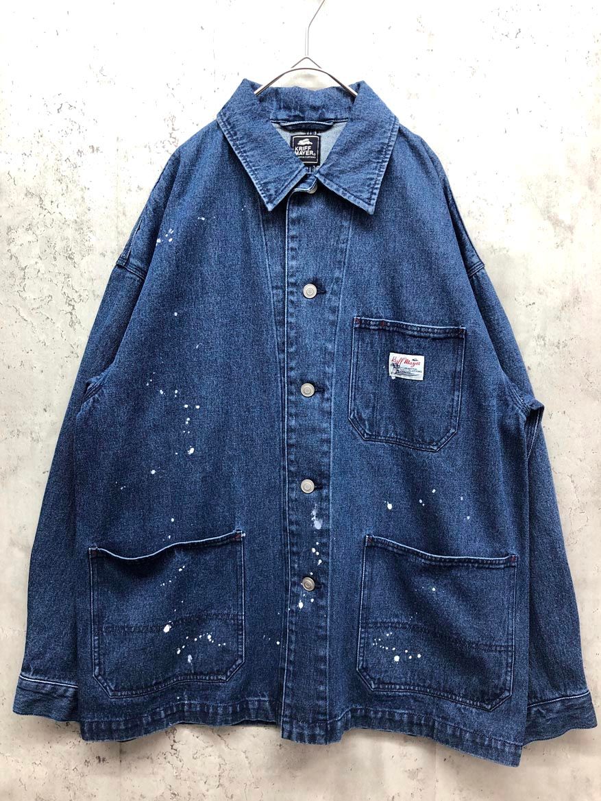 正規品，セール KRIFF MAYER クリフメイヤー LAID BACK ビッグシルエット ペインター デニム カバーオール ジャケット sizeL/青 ■■◎メンズ Gジャン・デニムジャケット