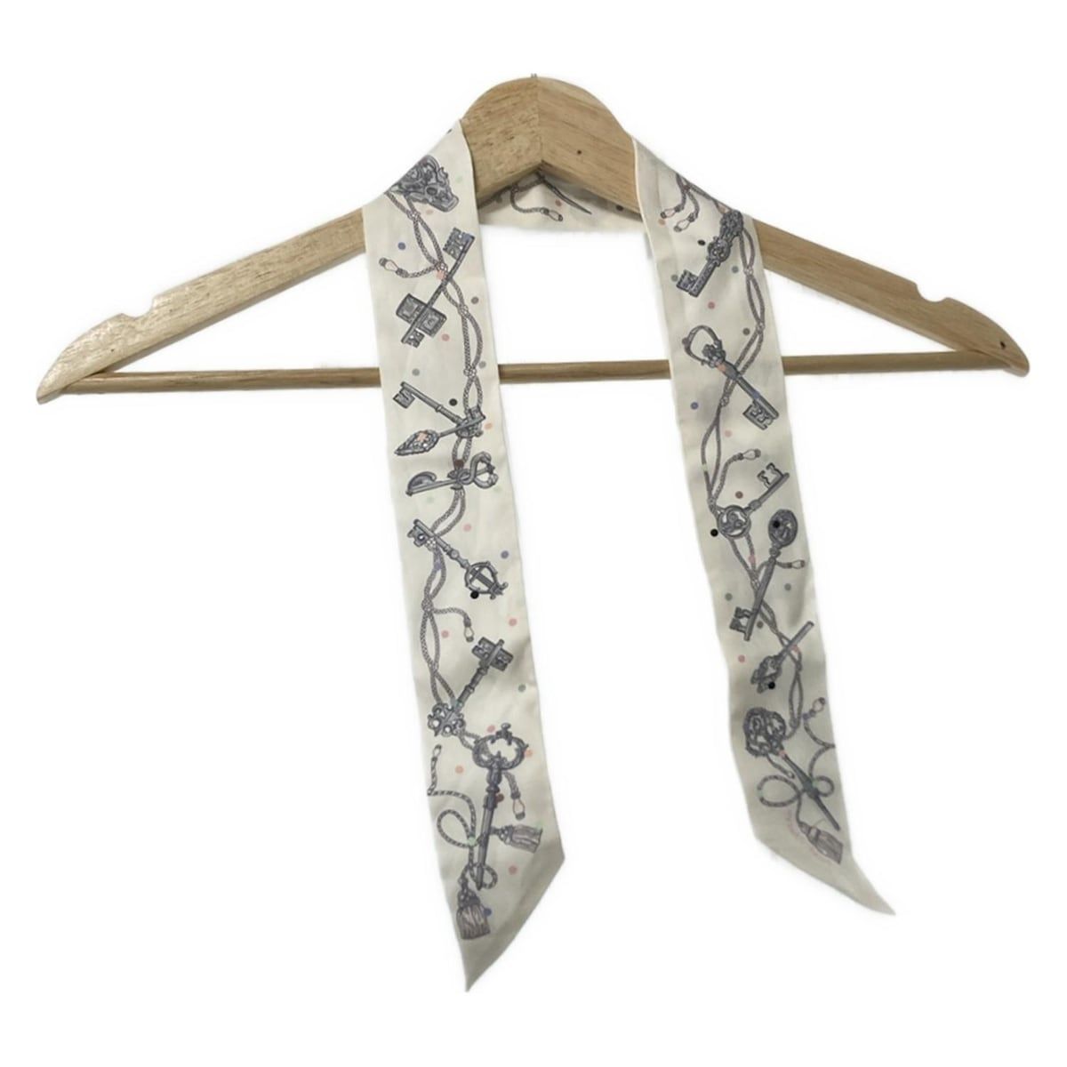 HERMES(エルメス) スカーフ美品 ツイリー 白×グレー×マルチ LES CLES A