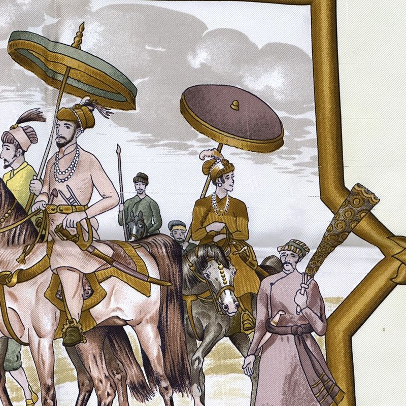 エルメス HERMES スカーフ カレ90 LES CHEVAUX DES MOGHOLS ムガル王朝