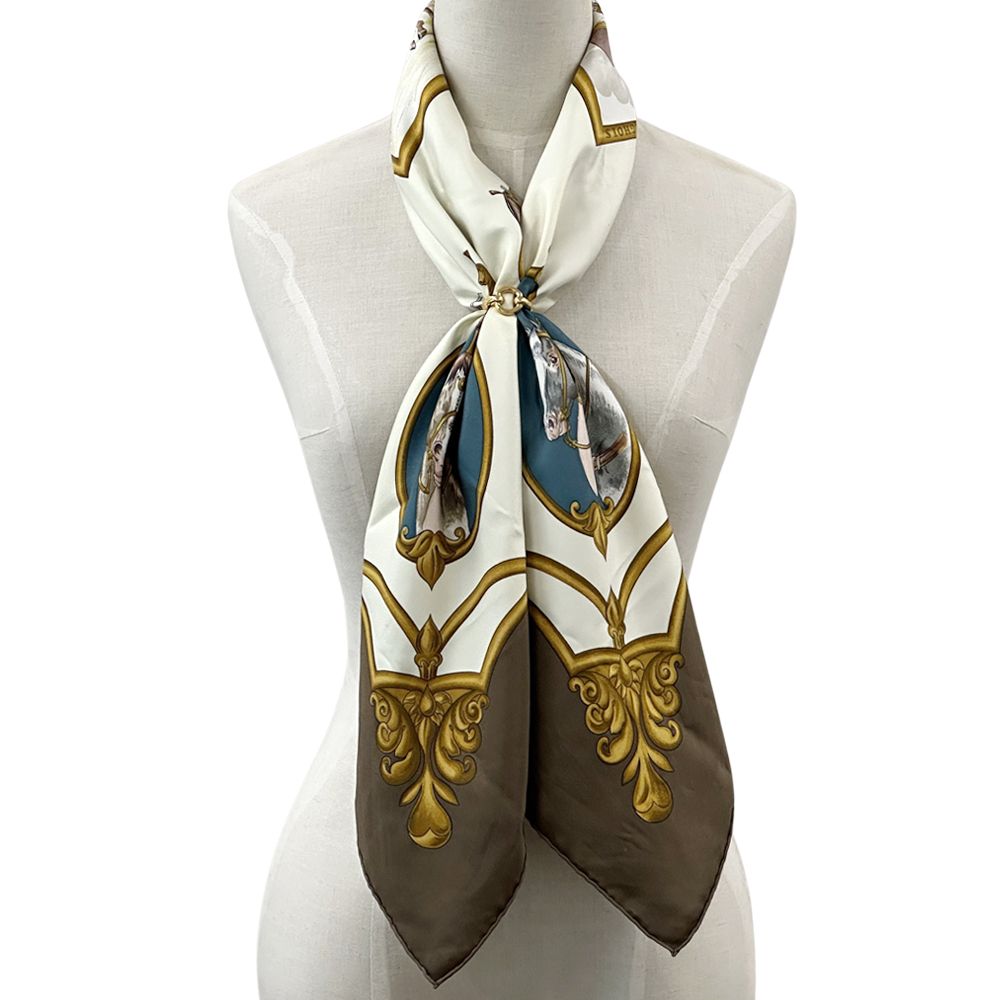 エルメス HERMES スカーフ カレ90 LES CHEVAUX DES MOGHOLS ムガル王朝