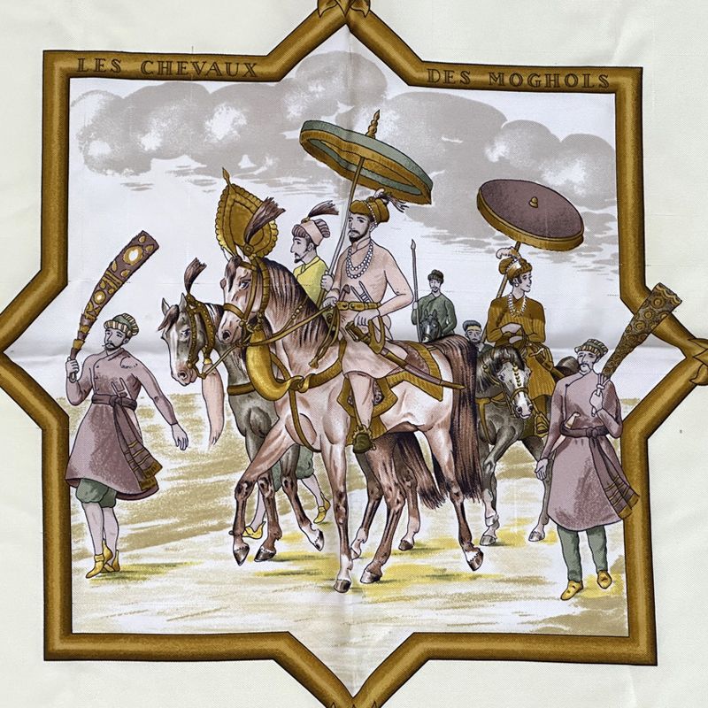 エルメス HERMES スカーフ カレ90 LES CHEVAUX DES MOGHOLS ムガル王朝