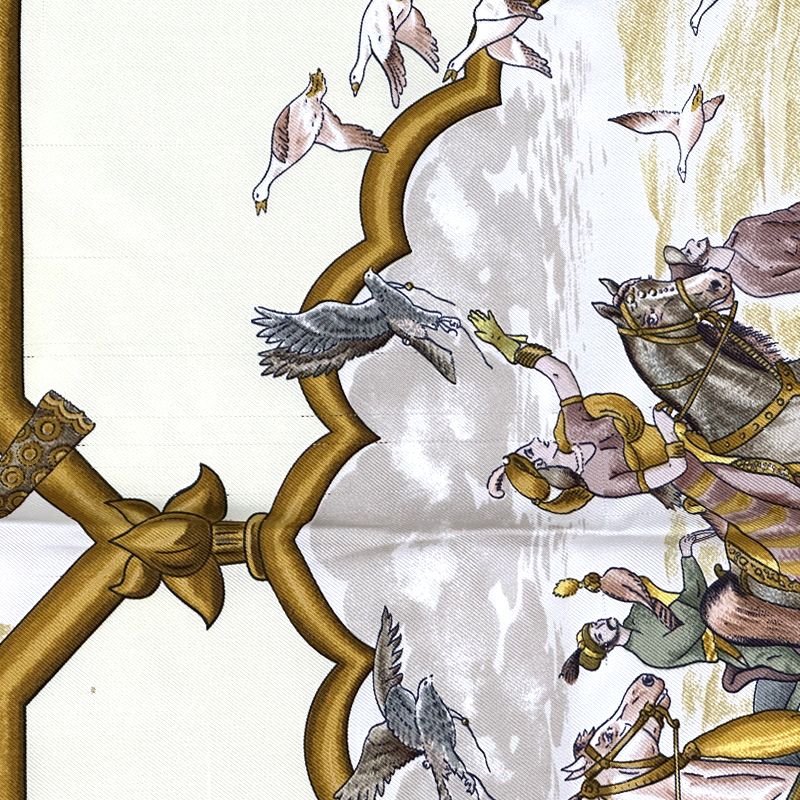 エルメス HERMES スカーフ カレ90 LES CHEVAUX DES MOGHOLS ムガル王朝