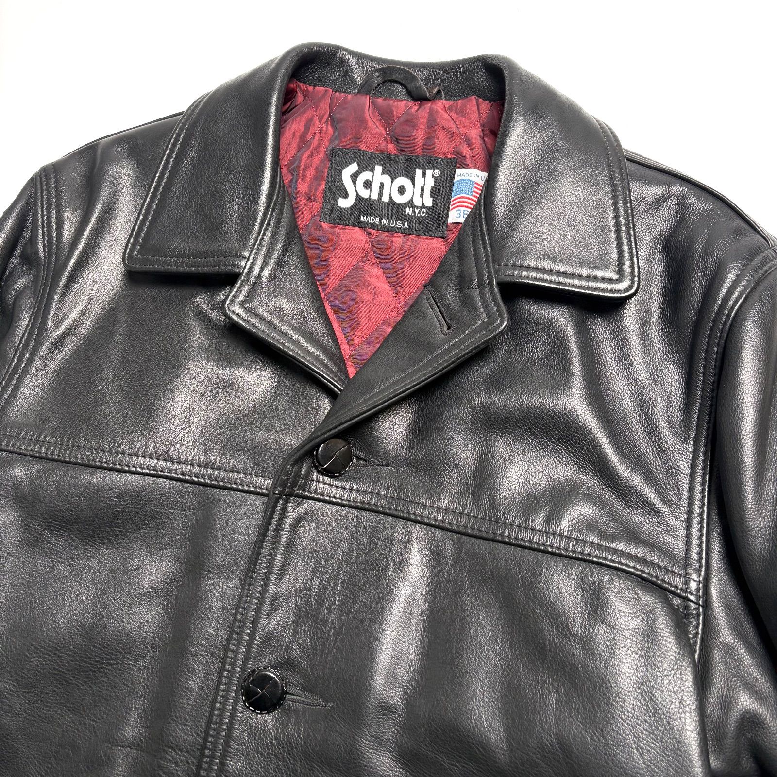 米国製】Schott レザージャケット 黒 36 カーコート 本革 - メルカリ