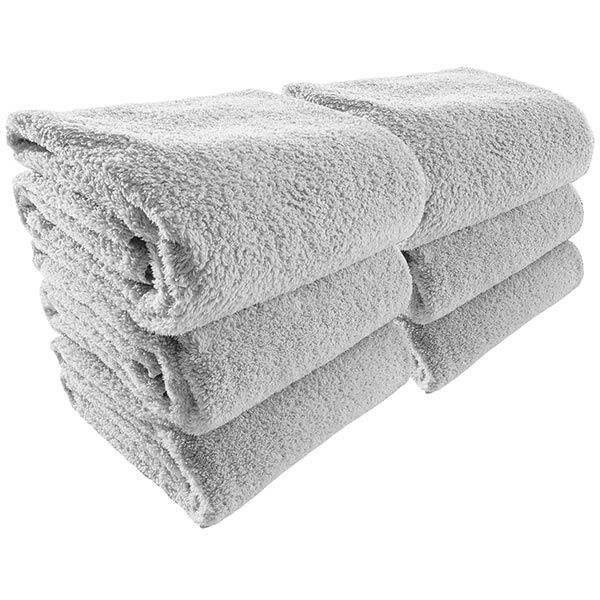 マイクロファイバー バスタオル「極柔」 6枚組 セット 肌触り ふわふわ 速乾 ホテルタオル 無地 グレー[離島配送不可]