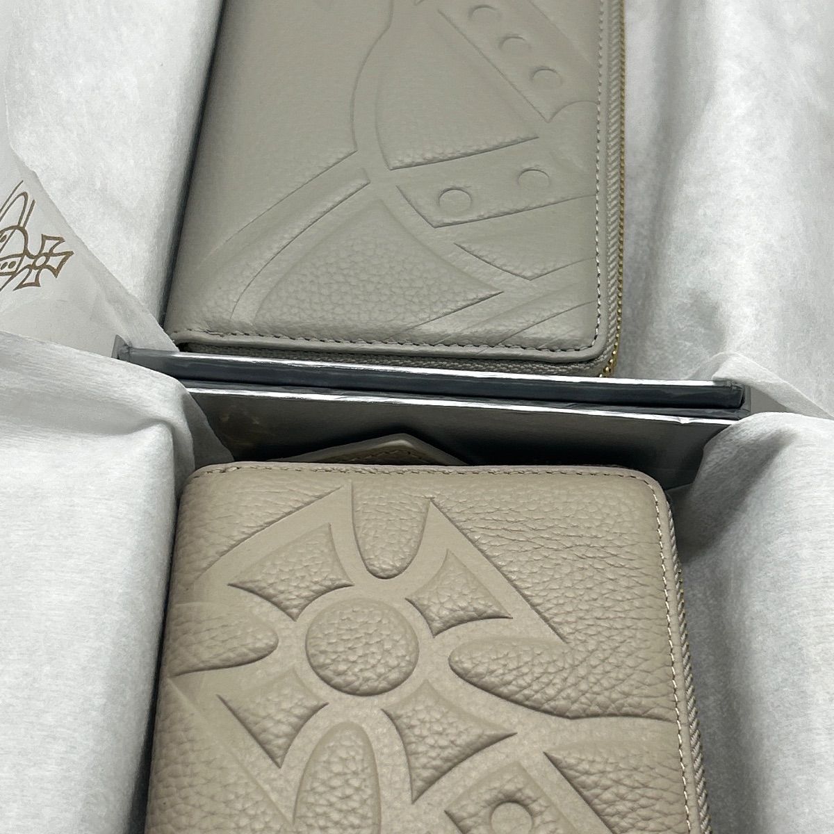 Vivienne Westwood ☆長財布☆ライトグレー ベージュ イエロー レザー 