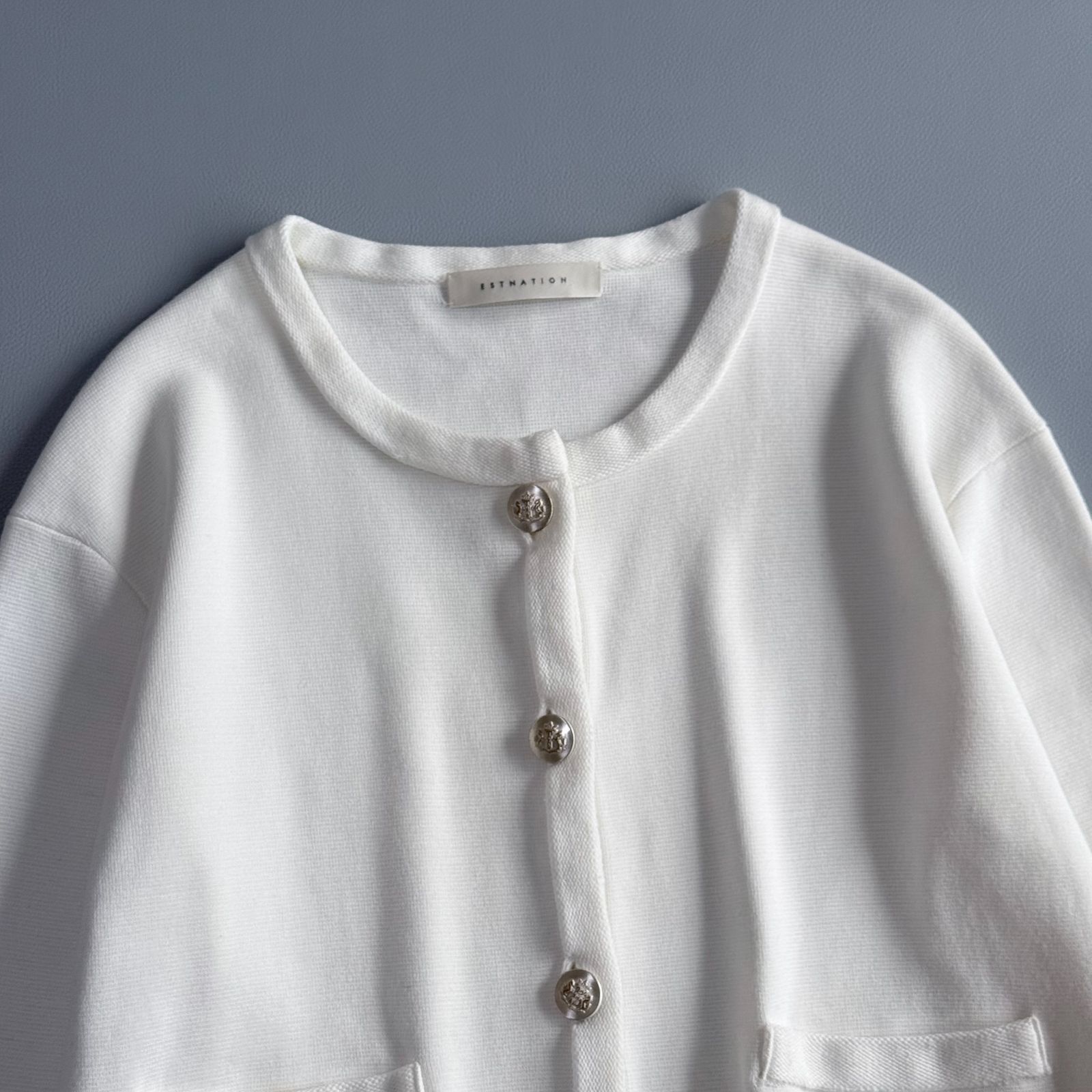 ESTNATION エストネーション 洗える クルーネック ニットジャケット