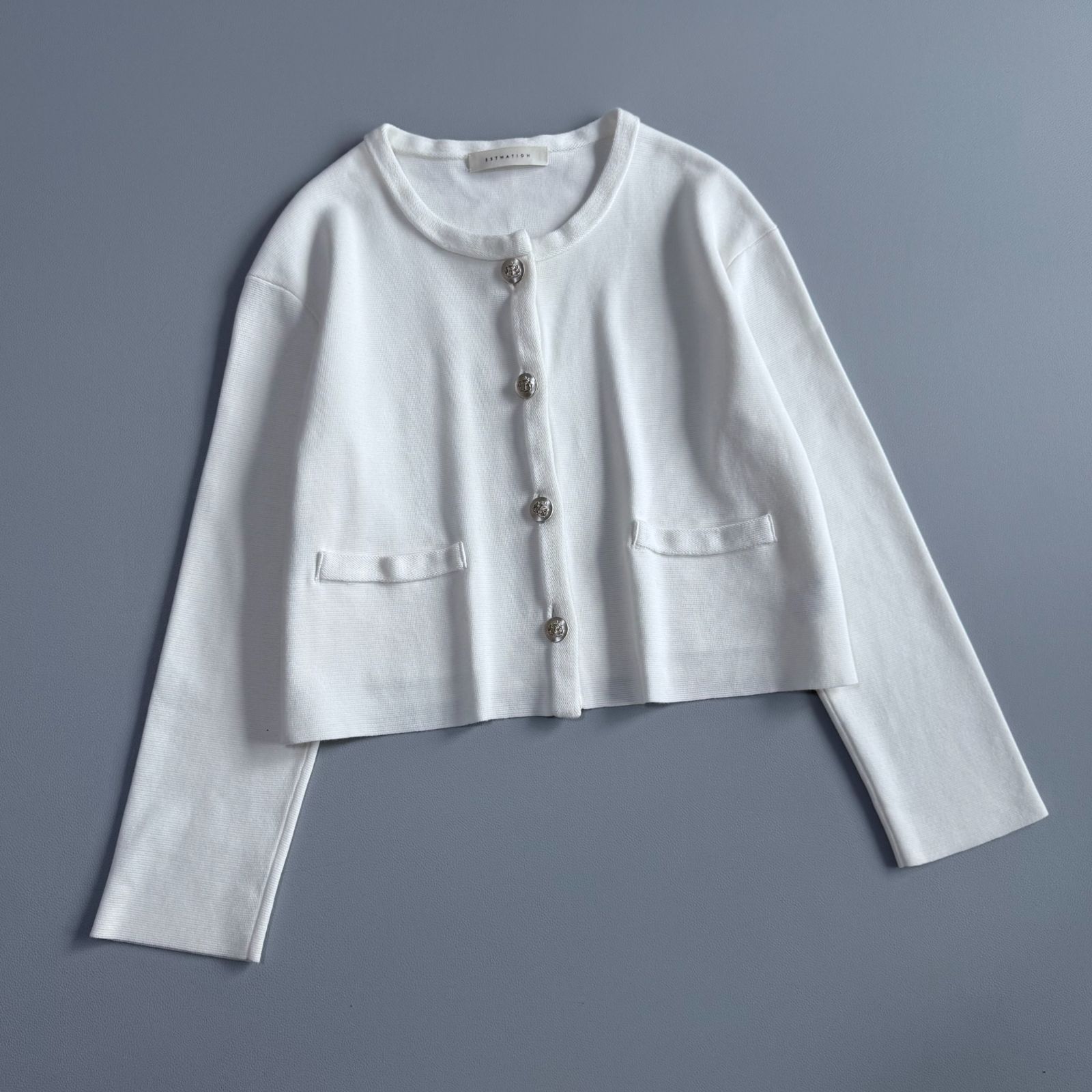 ESTNATION エストネーション 洗える クルーネック ニットジャケット