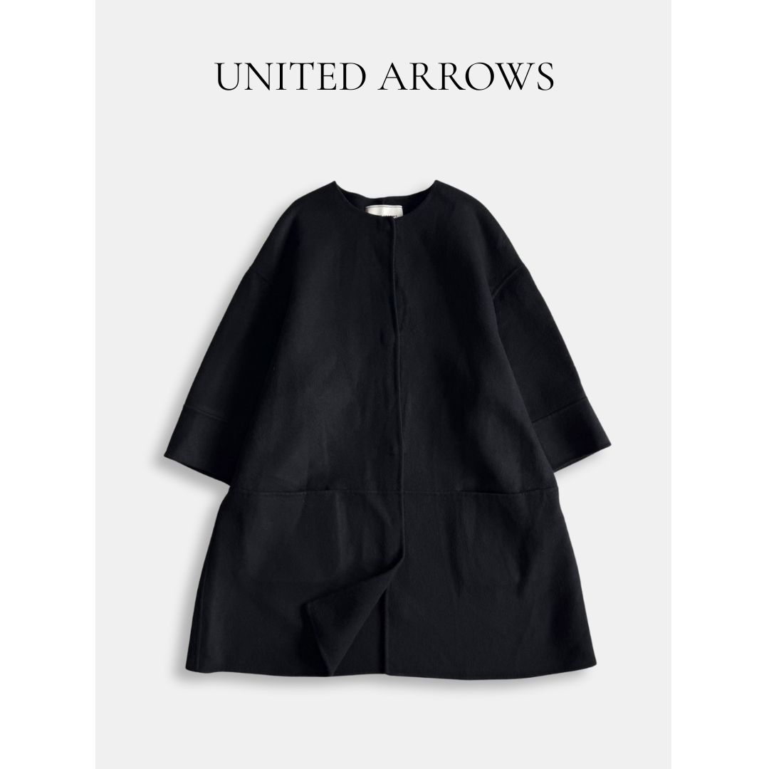 売約済み UNITED ARROWS 黒 リバーコート UNITED ARROWS ユナイテッドアローズ リバーコート ブラック 36 ノー