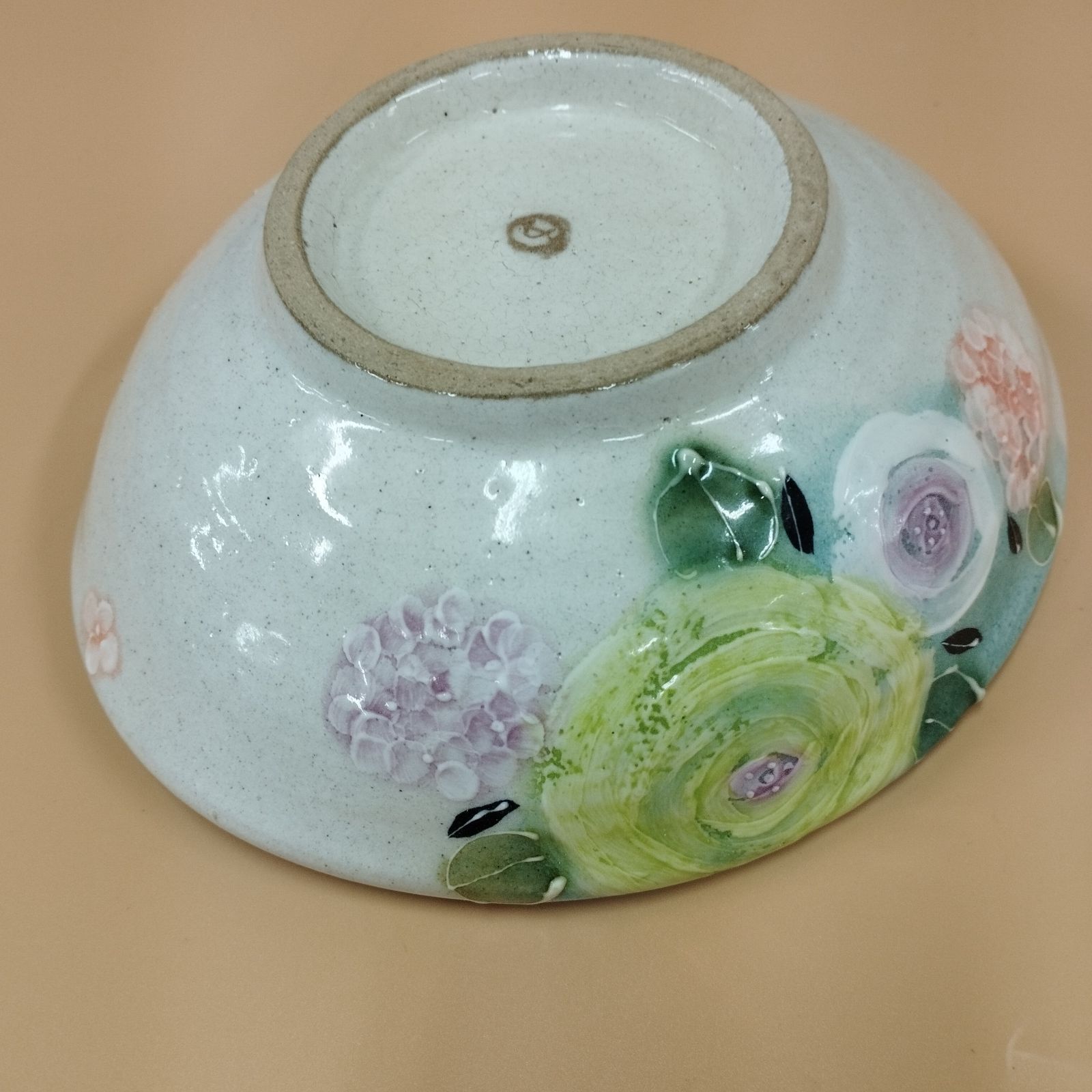 【新品・未使用】工房ゆずりは　緑彩ローズ　おしゃれ鉢　スープ碗　陶器　鉢　食器 工房ゆずりは 緑彩ローズ おしゃれ鉢 スープ碗 陶器 鉢 食器