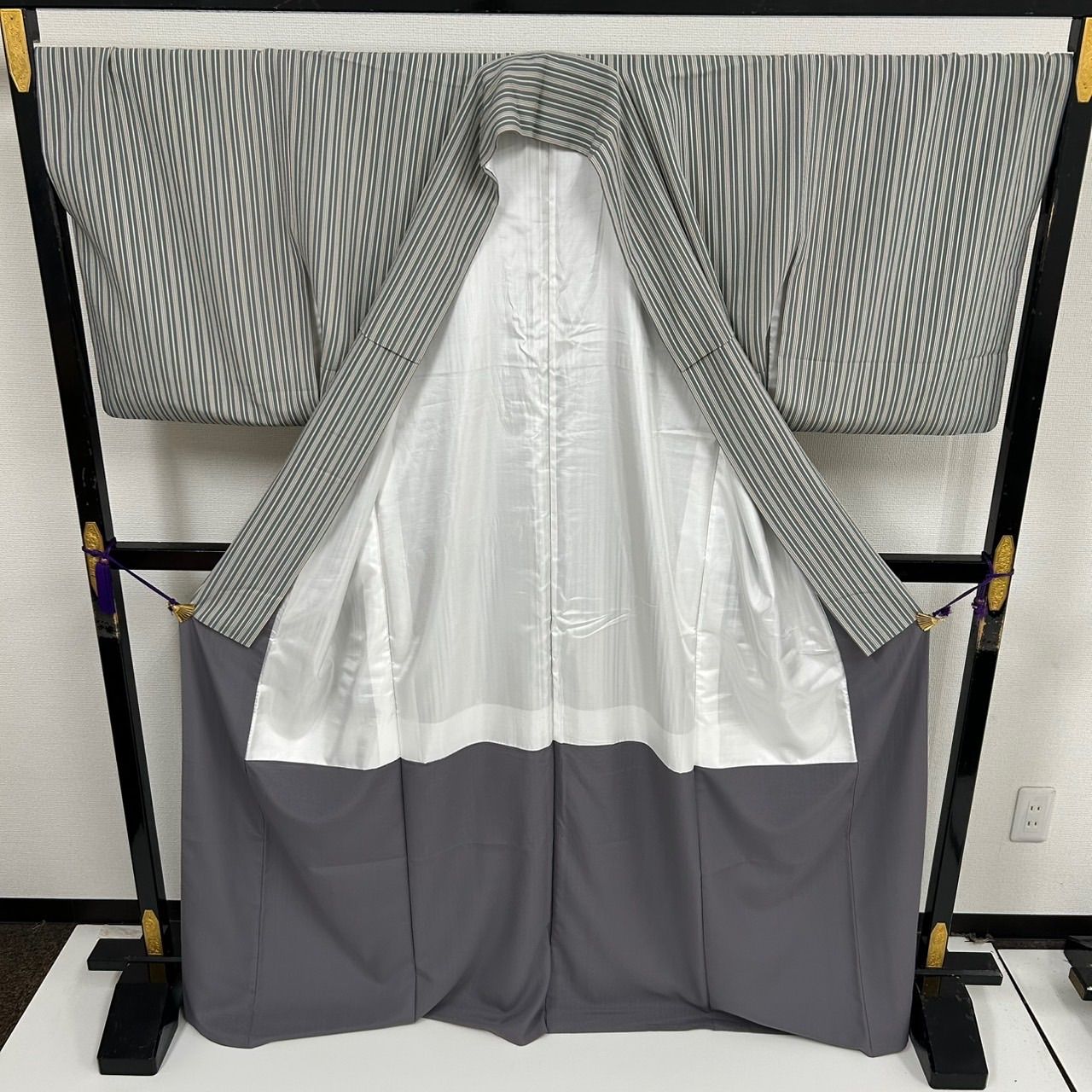 小紋 トールサイズ 色味の良い縞模様 正絹 着物 MK-2507 - メルカリ