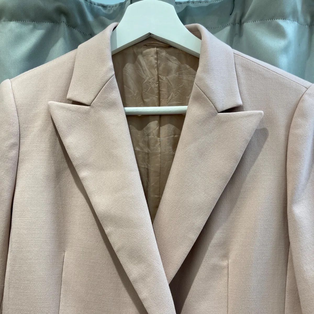 ANAYI アナイ ウールツイルストレッチダブルジャケット ピンク 38