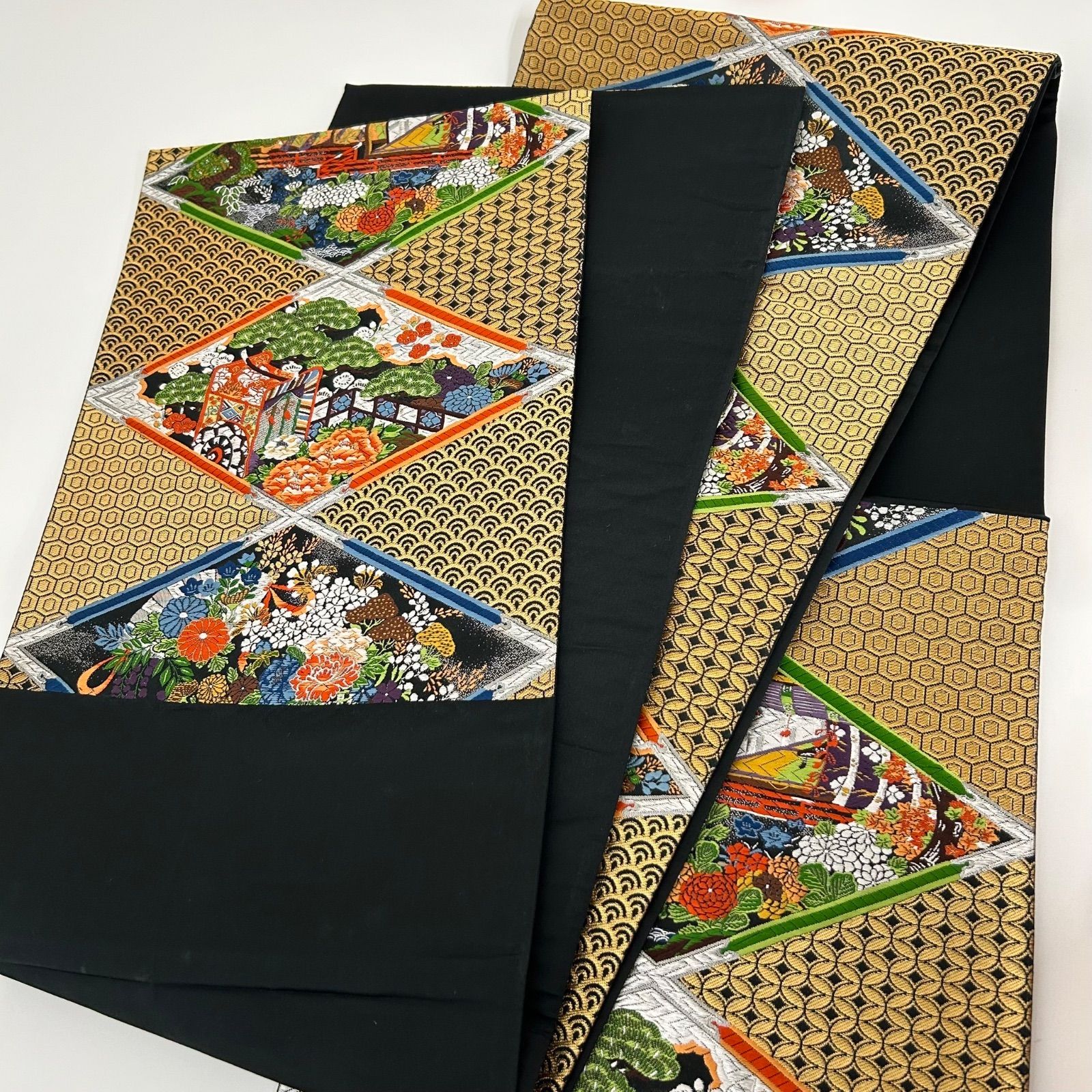 袋帯 正絹 唐織 文様 菱文 上品な加工 六通 MA-2692 - メルカリ