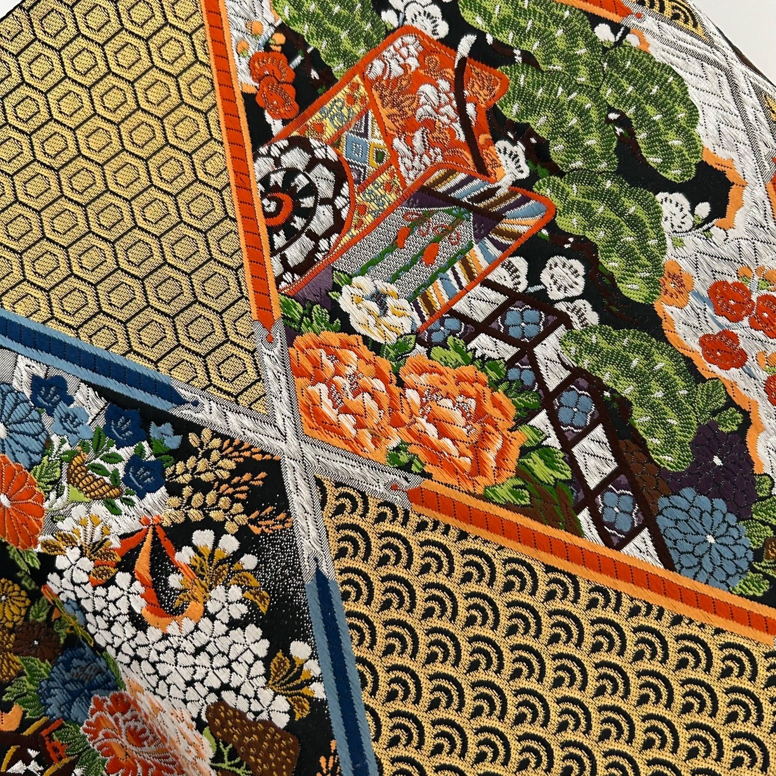 袋帯 正絹 唐織 文様 菱文 上品な加工 六通 MA-2692 - メルカリ