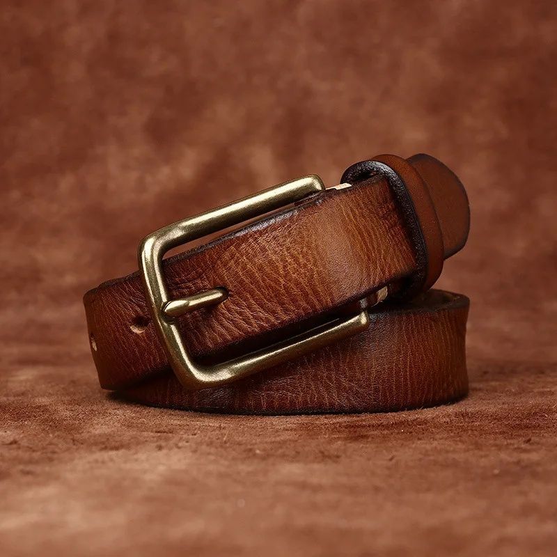 本革 ユニセックスベルト 2.7cm幅｜純牛革使用 真鍮バックル｜ハンドメイド