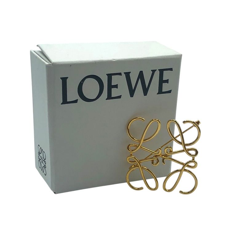 ロエベ LOEWE アナグラムブローチ ゴールド メタル レディース