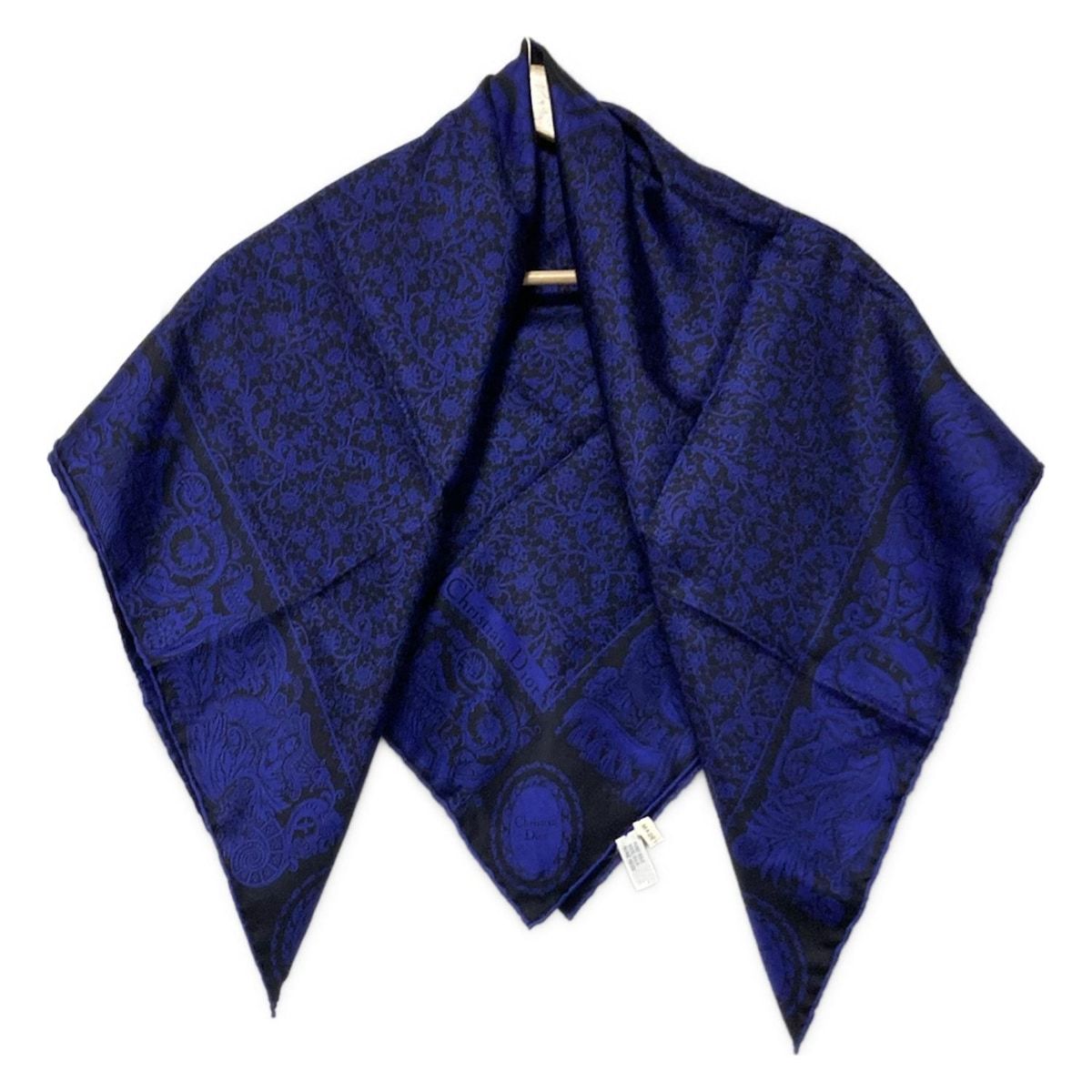 Christian Dior ネイビー スカーフ Christian Dior ディオールシルクスカーフ ネイビーオブリーク