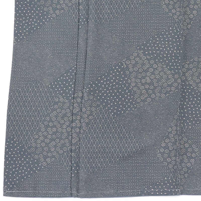 江戸小紋 小紋着物 袷 レディース 正絹 灰青 鮫 小花 身丈153.5cm 裄丈