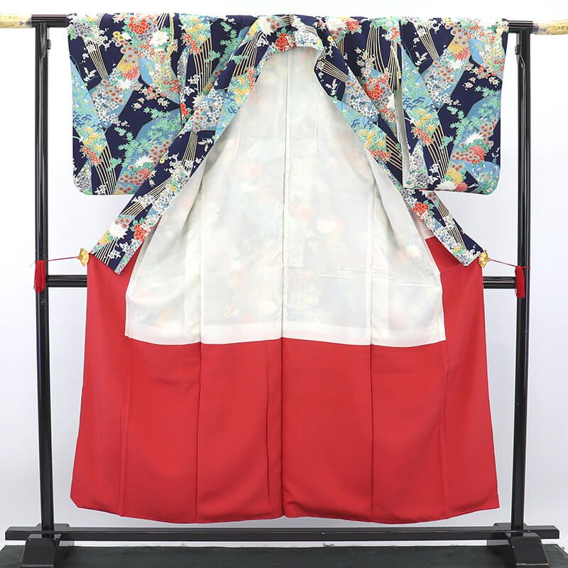着尺】桜に扇子の小紋 反物 正絹ちりめん 希少な総柄小紋 上品 華やか