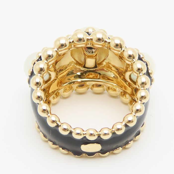 CHANEL スリーシンボル リング K18 YG パール シャネル エナメル