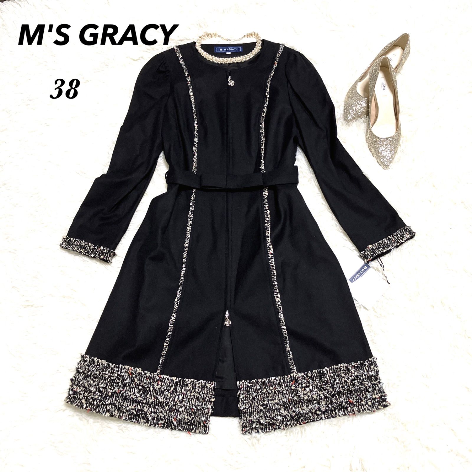 エムズグレイシーリボンツイードジャケット タグ付き未使用品】M'S GRACY エムズグレイシー ノーカラーコート