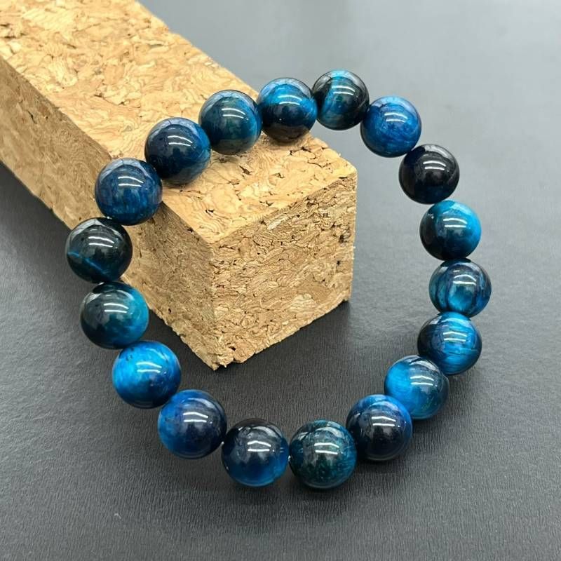 166:金運・仕事運UP☆ブルータイガーアイ 10mm 16cm ブレスレット 青虎
