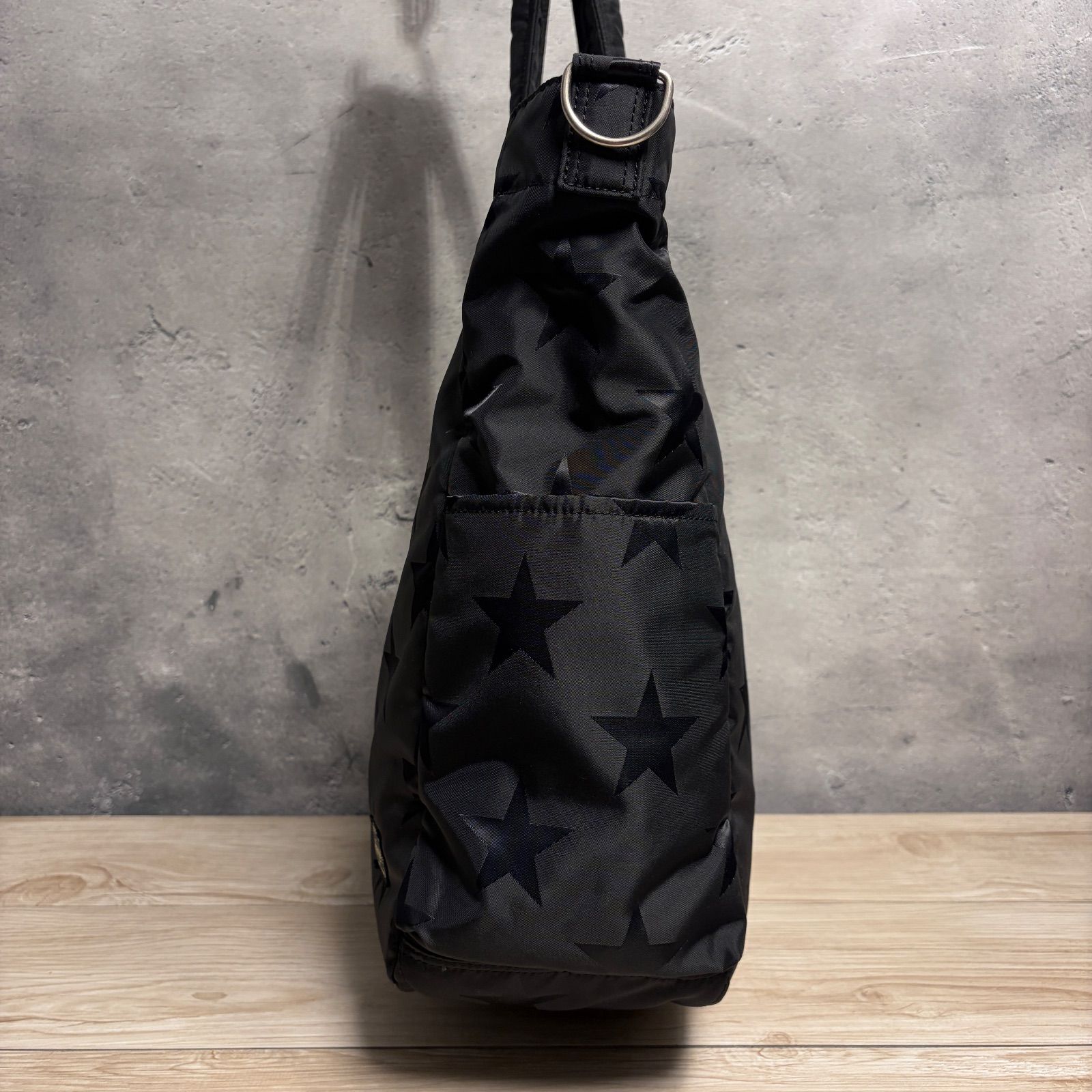 美品✨PORTER FLAG 星柄 2WAY トートバッグ ショルダー付 ブラック A4
