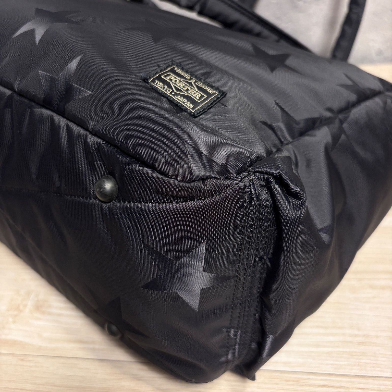 美品✨PORTER FLAG 星柄 2WAY トートバッグ ショルダー付 ブラック A4
